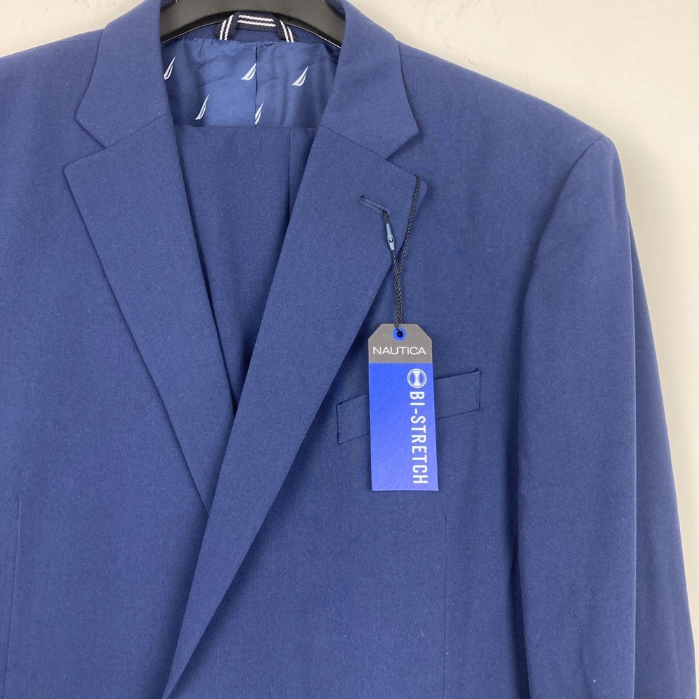 Nautica Men's 2-pc Suit Jacket Blazer 40R Solid Blue Pants 34W 32L - Picture 7 of 13